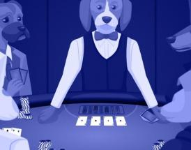 Cachorros em uma mesa de poker