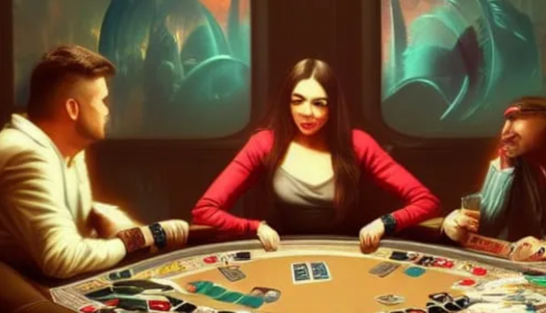 Mesa de poker em jogo de video game